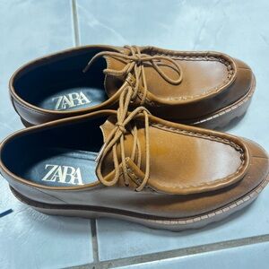 Zara women Brown Leather Shoes